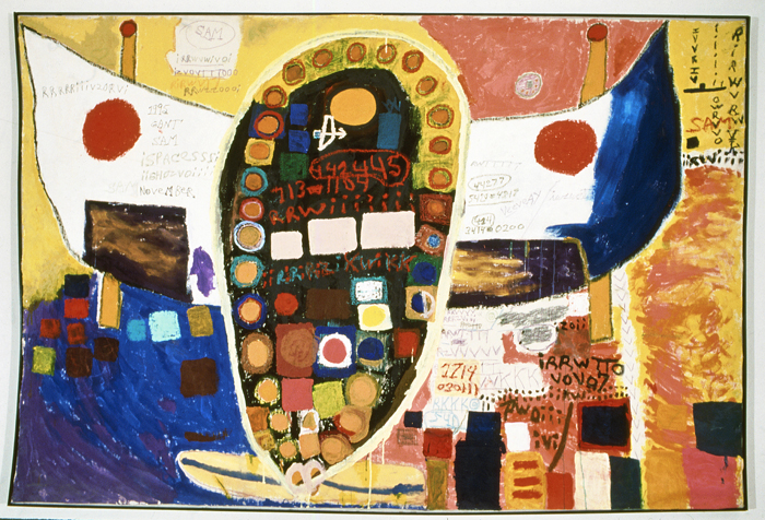 Gant - Untitled (Large Space Ghost) 1990s mixed media on canvas 90 x 60 inches SOLD