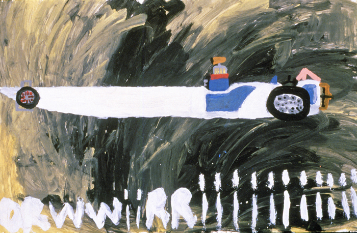 Gant - White Race Car 1990s acrylic on paper 26 x 40 inches